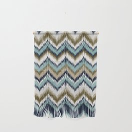 8-Bit Ikat Pattern – Blue & Tan Wall Hanging