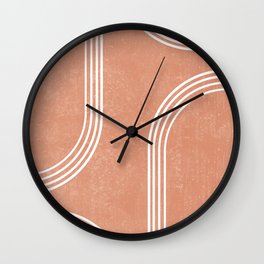 Mid Century Modern 2 - Geometrical Abstract - Minimal Print - Terracotta Abstract - Burnt Sienna Wall Clock