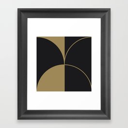 Diamond Series Round Solid Lines Gold on Charcoal Framed Art Print