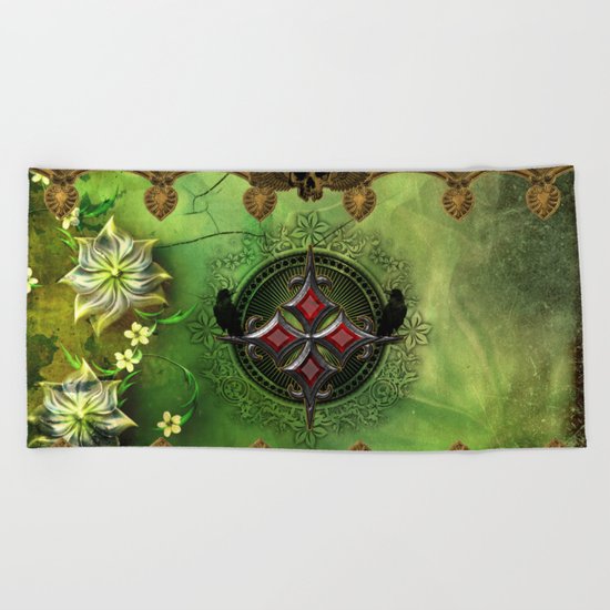 Wonderful gothic design with cross Beach Towel