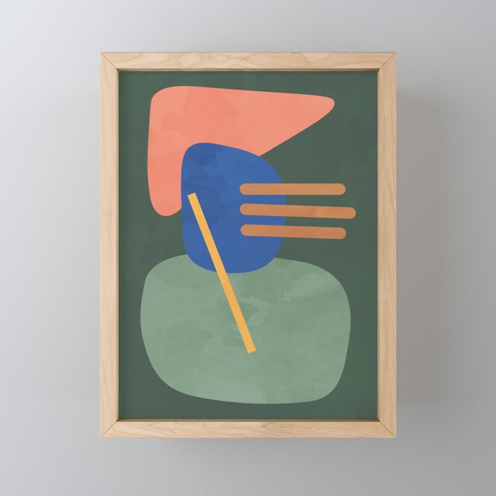 Nordic Scandi Colorful Abstract Shapes 2 Framed Mini Art Print