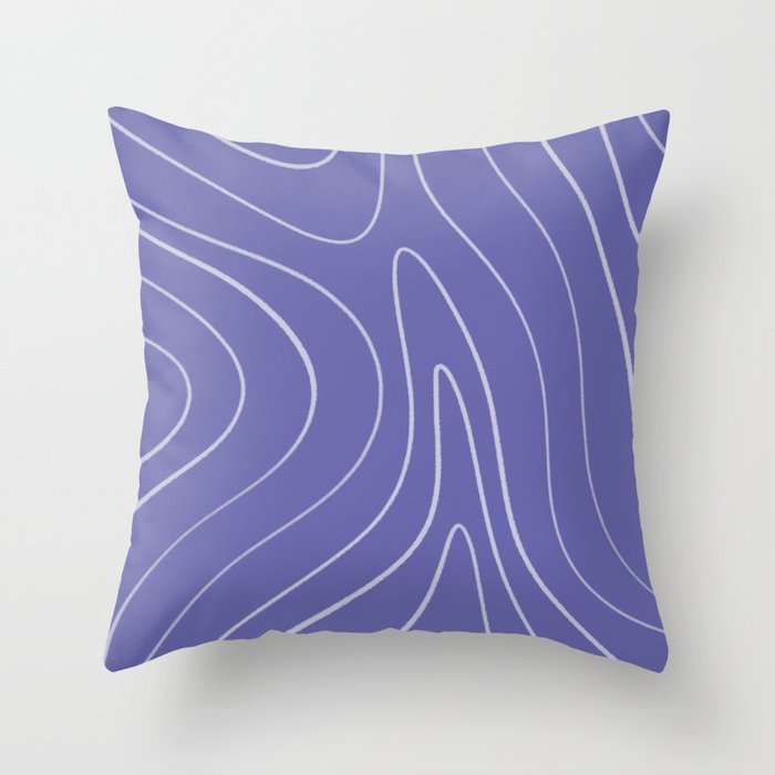Minimalist Topographical Abstract in Periwinkle Purple Throw Pillow