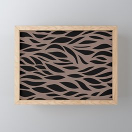 Modern twisted leaves pattern in black and brown Framed Mini Art Print