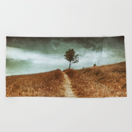 Tree On The Way Beach Towel