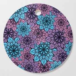 Colourful Delicate Flower Mandalas  Cutting Board