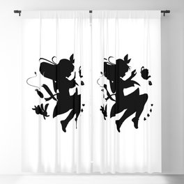 Alice in wonderland falling silhouette (black) Blackout Curtain