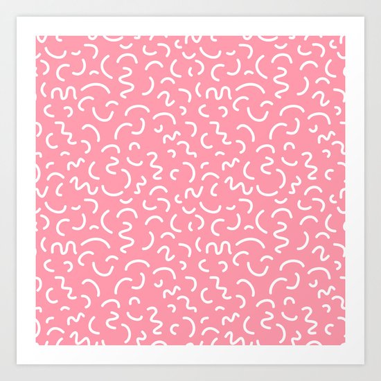 1980s Abstract memphis pattern trendy modern pattern print pink black and blue Art Print