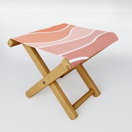 Colorful retro style waves - pink and orange Folding Stool