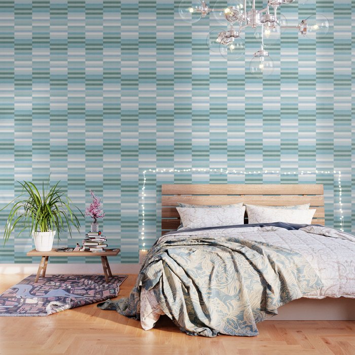 Color Block Stripe In Mint Blue Wallpaper By Beckybailey1