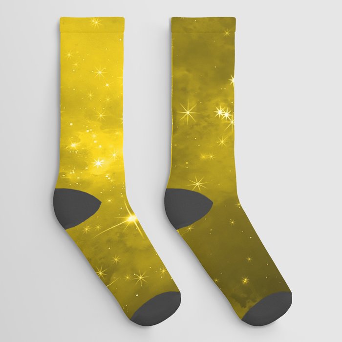 Gold Shade Galaxy Space  Socks