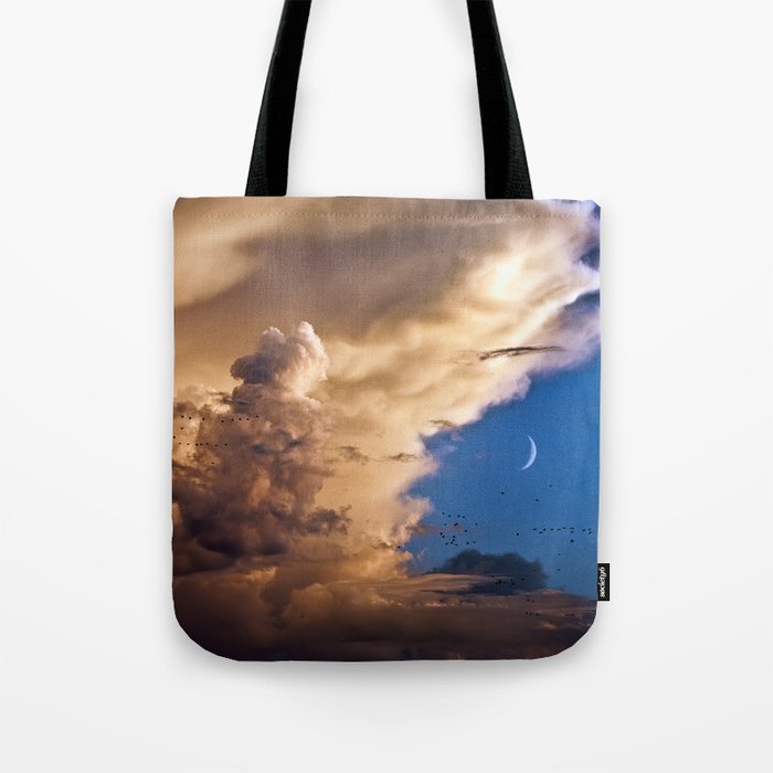 Clouds, Birds, Moon, Venus Tote Bag