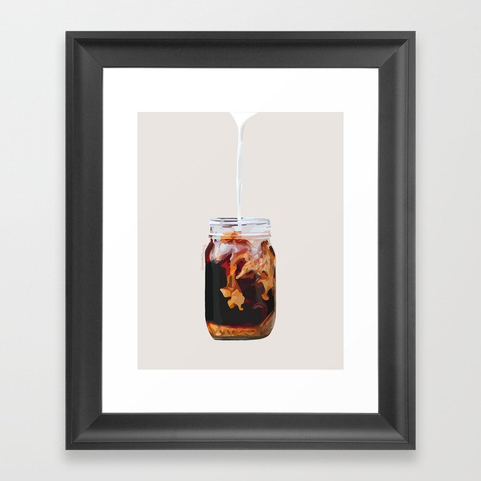 Coffee Swirl- Gray Framed Art Print