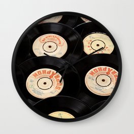 Vinyls Music Gramophone Vintage Pattern Wall Clock