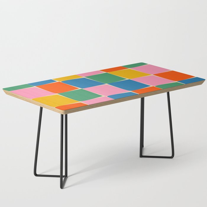 Flux Modern Check Colorful Grid Pattern in Rainbow Pop Colors Coffee Table
