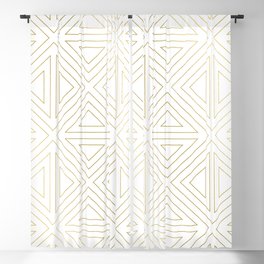 Angled White Gold Blackout Curtain