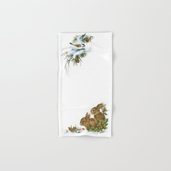 Winter in the forest- Animal Illustration Hand & Bath Towel