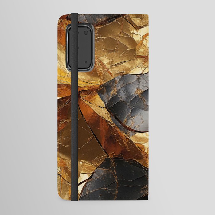 Gold and black shiny metal pattern Android Wallet Case