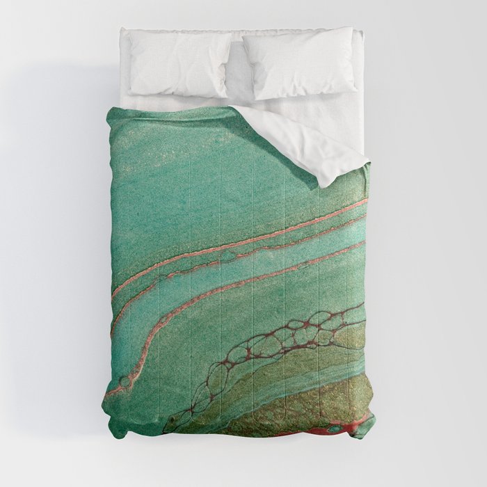 teal gold and pink acrylic agate Comforter