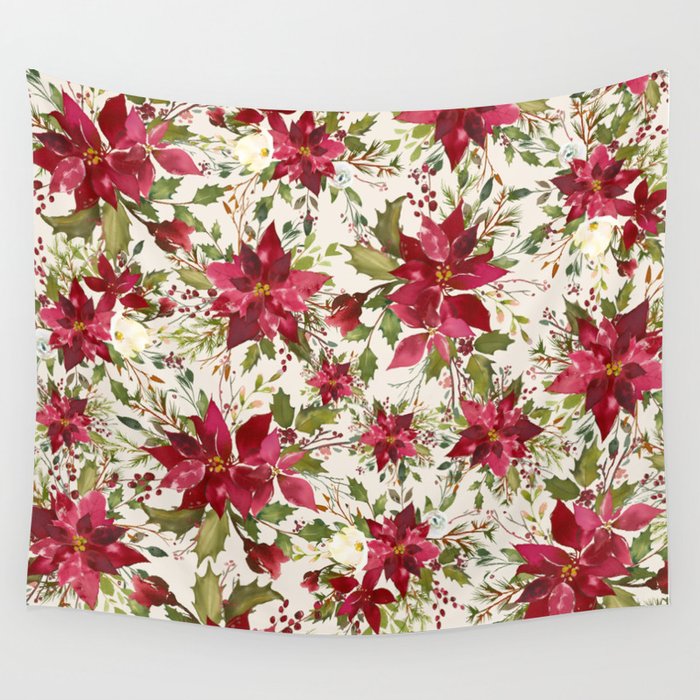 POINSETTIA - FLOWER OF THE HOLY NIGHT Wall Tapestry