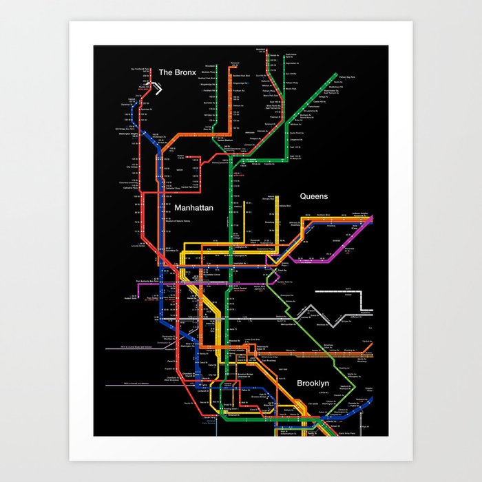 Nyc Subway Map Print New York City subway map Art Print by igorsin | Society6
