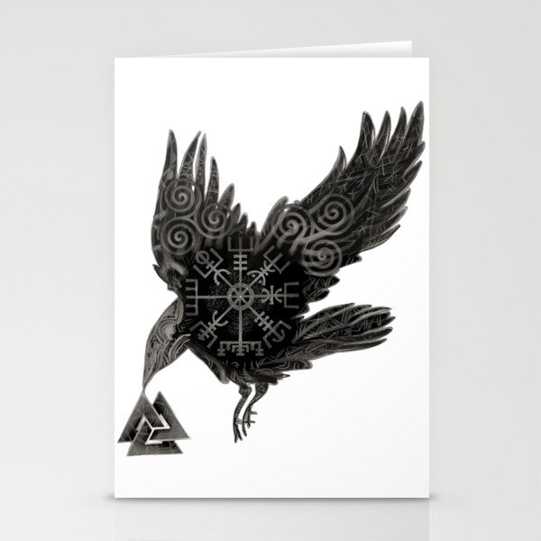 Norse Raven & Rune Stationery Cards