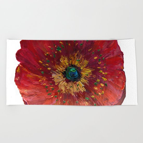 Red Poppy Beach Towel