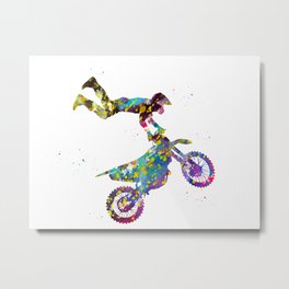 Motocross Dirt Bike Metal Print | Bike, Motorbike, Walldecor, Sport, Motorcyclerider, Watercolorart, Digital, Motocrosssports, Watercolor, Stuntracingbike 