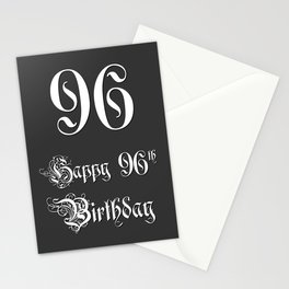 [ Thumbnail: Happy 96th Birthday - Fancy, Ornate, Intricate Look Stationery Cards ]
