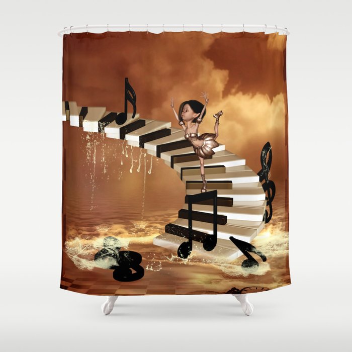 Cute Little Girl Dancing On A Piano Shower Curtain By Nicky2342