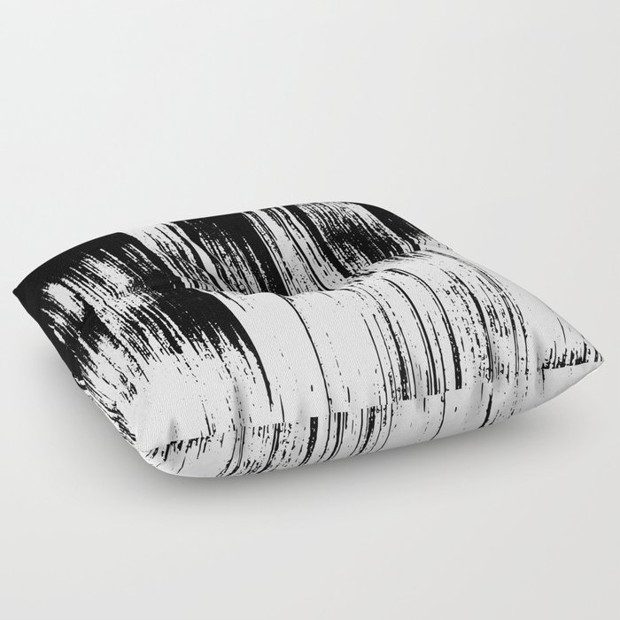 Modern black white watercolor brushstrokes pattern Floor Pillow