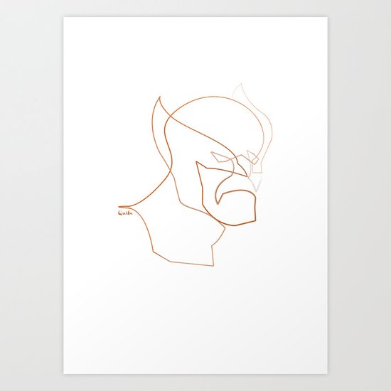 One line Wolverine Art Print
