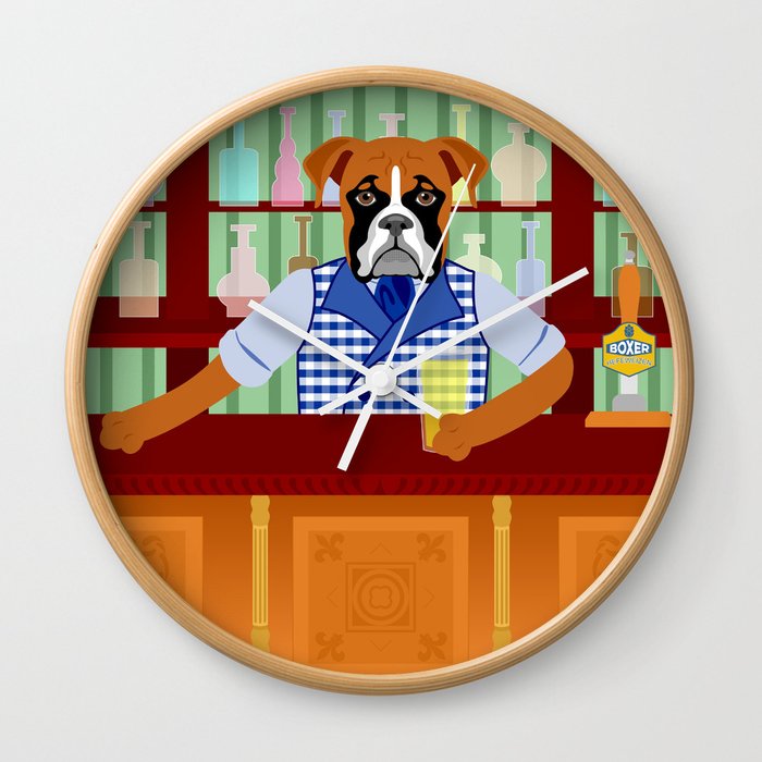 Boxer Dog Beer Pub Wall Clock