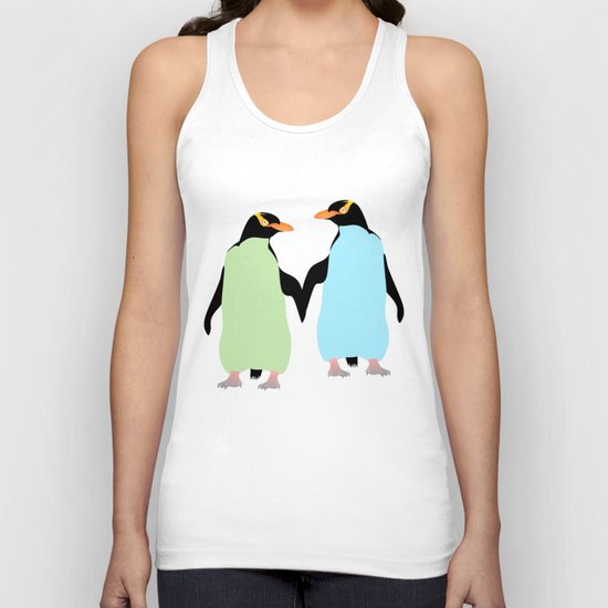 Gay Pride Penguins Holding Hands Unisex Tank Top