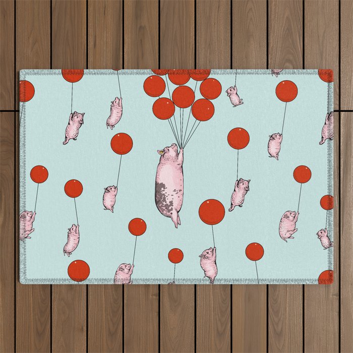 I Believe I Can Fly Pigs Outdoor Rug