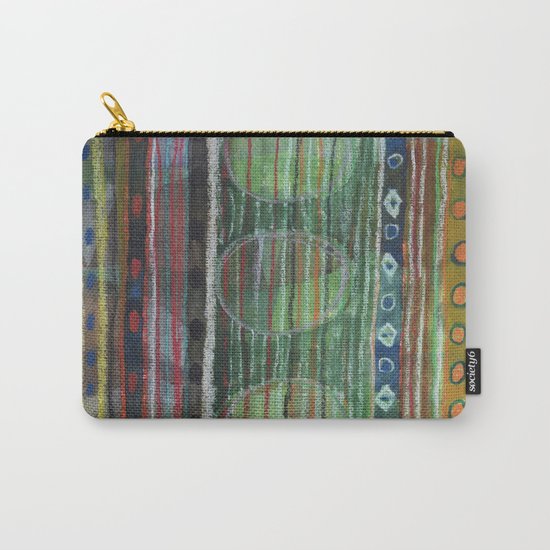 Dark Folcloristic Pattern With Vertical Stripes And Ovals Carry-All Pouch