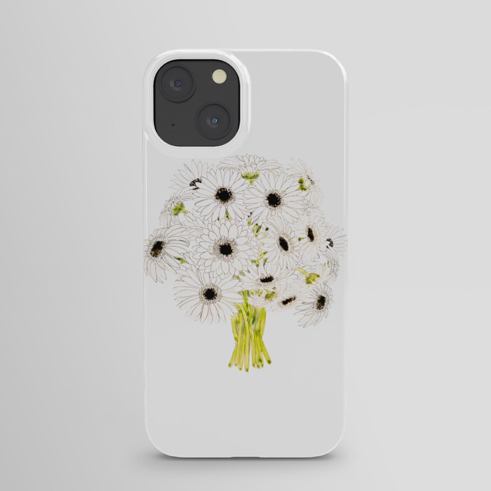 white gerbera flowers ink and watercolor iPhone Case