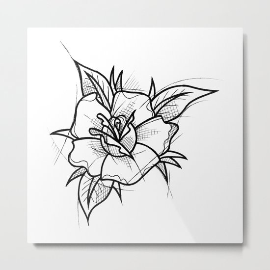 Flower Handmade Drawing Made In Pencil And Ink Tattoo Sketch Tattoo Flash Blackwork Metal Print By Lucagenart Society6,Cartoon Plane Drawing Easy