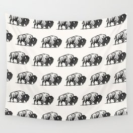 Charcoal Bison Pattern Wall Tapestry