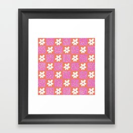 Sprinkle Spring of Daisies - Coral and Pink Framed Art Print
