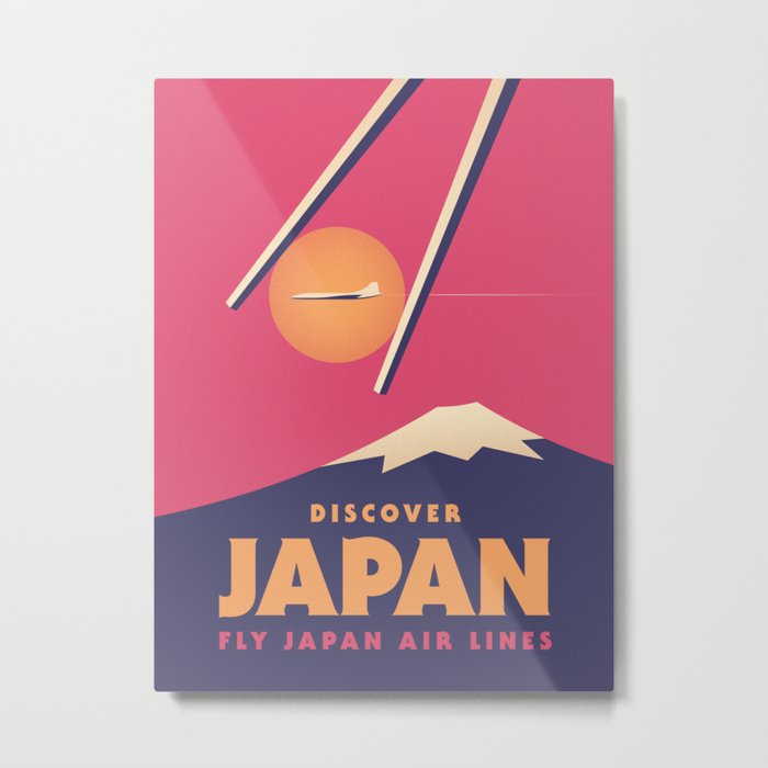 Japan Tourism Mt Fuji Sushi Chopsticks - Magenta Metal Print