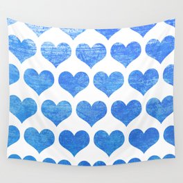Raining Blue Hearts Wall Tapestry