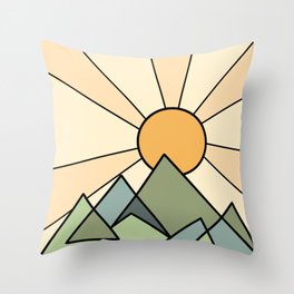 Geo Mountain Sunrise Throw Pillow