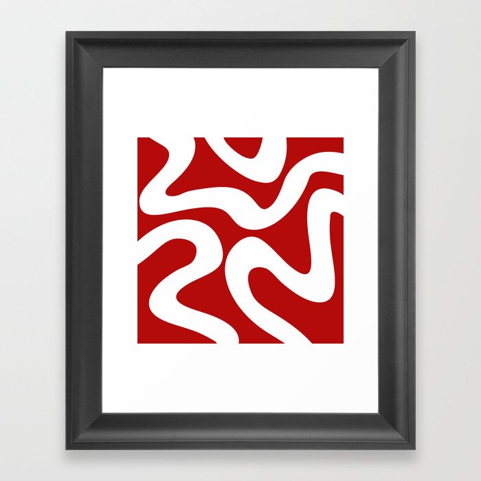 Abstract waves - red Framed Art Print