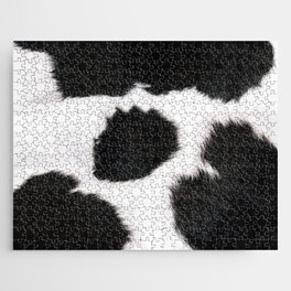 Black And White Farmhouse Cowhide Spots Jigsaw Puzzle