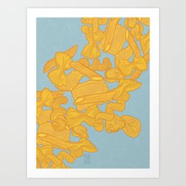 Pasta Time - Blue Art Print