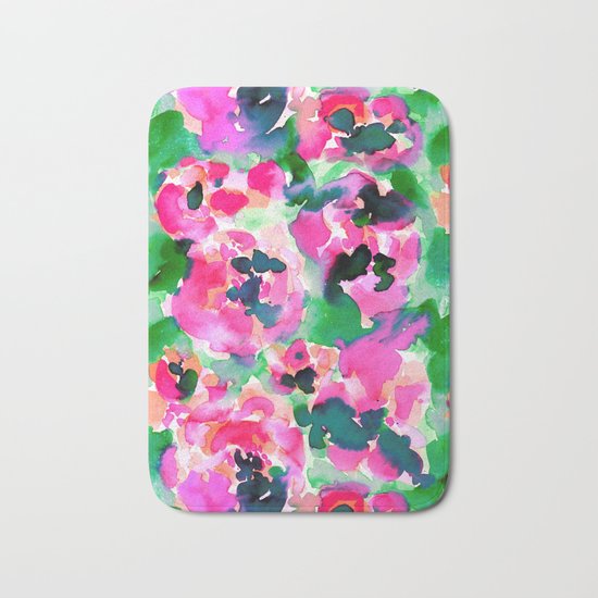 Abstract Flora Green Bath Mat