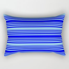 [ Thumbnail: Blue and Sky Blue Colored Pattern of Stripes Rectangular Pillow ]