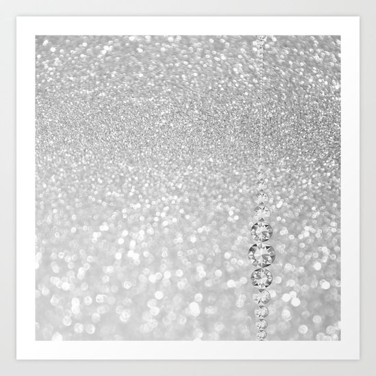 Diamonds are girls best friends III- Silver elegant glitter effect Art Print