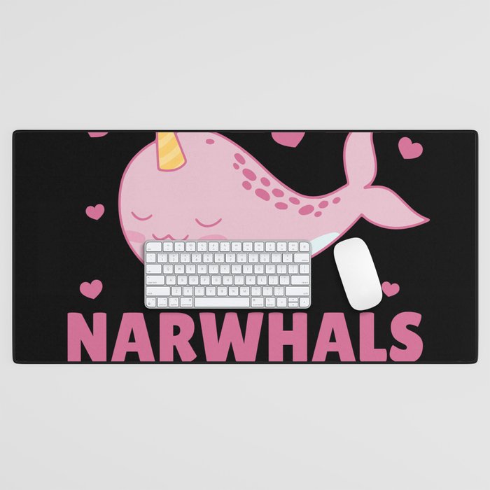 Just A Girl Who Loves Narwhals Ocean Unicorn Desk Mat