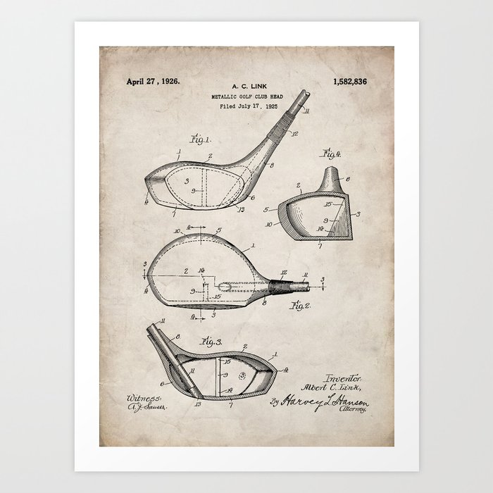 Golf Driver Patent - Golf Art - Antique Art Print